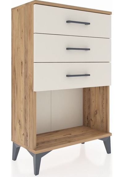 Arges Komodin 3 Çekmeceli 60x30x96 Çam-aytaşı Atlas Çam