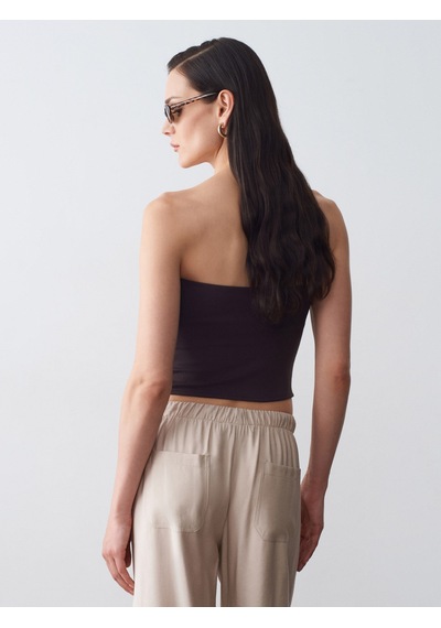 Dilvin 21218 Straplez Top-koyu Kahve
