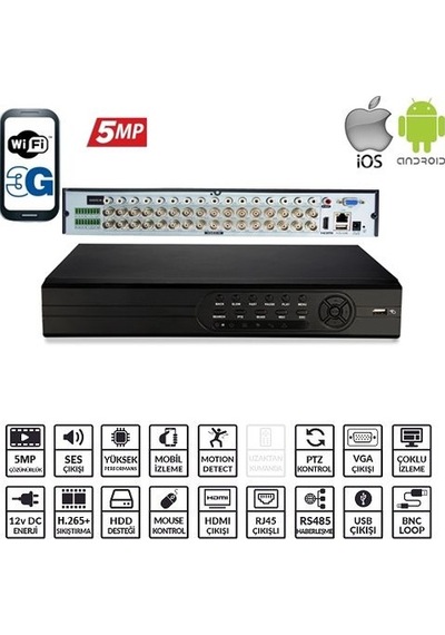 Ezcool Ez-8732ahd 32 Kanal 2 Hdd 5mp Xmeye Kayıt Cihazı