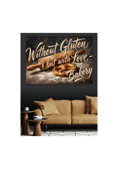 Glutensiz Ve Sevgiyle Pişmiş Ekmek Yağlı Boya Dokulu Kanvas Tablo Canvas Tablosu