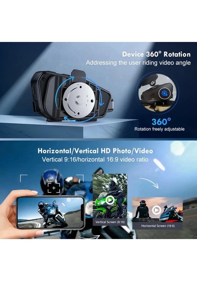 Q28 Motosiklet Kask Bluetooth Kulaklık 1080p Kamera Interkom Kulaklık Su Geçirmez Intercom.gzpde