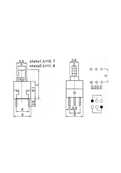 6 Pin On/Off Kilitli Buton 5.8X5.8Mm