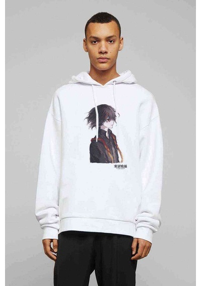 Anime Tokyo Ghoul Anteiku Baskılı Beyaz Erkek Örme Kapşonlu Sweat (531038929)