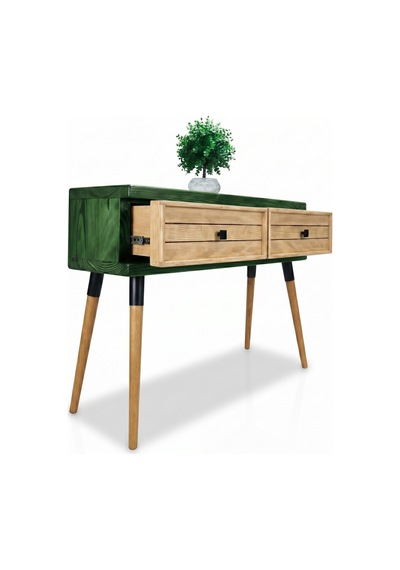 Mobenta Stria Entry: Modern Masif Dresuar 2 Çekmeceli Antre Konsolu - 120x31 Ye-bz Yeşil-krem