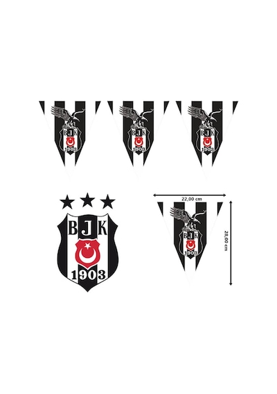 Beşiktaş Üçgen Bayrak Flama - 3.60 Mt