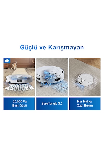 Ecovacs Deebot T30C 1 L Solüsyonlu Beyaz Robot Süpürge