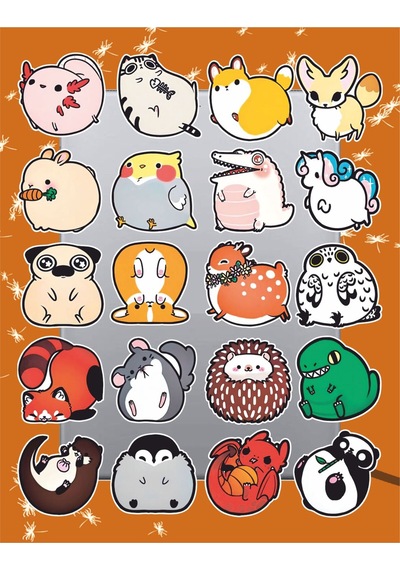 Sevimli Şişman Hayvanlar Sticker Seti Laptop Ajanda Pc Tablet Telefon Defter Etiket Bullet Journal Diğer