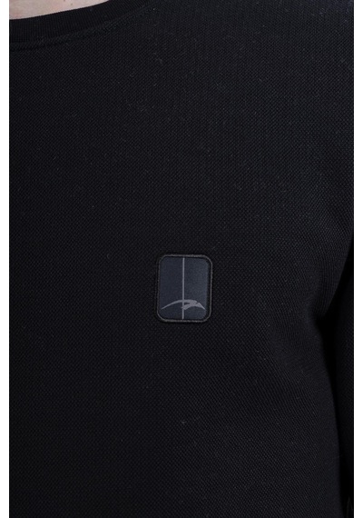 Maraton Sportswear Regular Erkek Bisiklet Yaka Takma Kol Basic Siyah Sweatshirt 21796-siyah Siyah