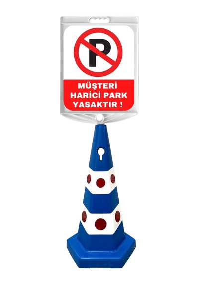 Müşteri Harici Park Yasaktır Çift Taraf Baskı Mavi Ultra Kedi Gözlü Ağırlıklı Koni Seti Trafik Dubası