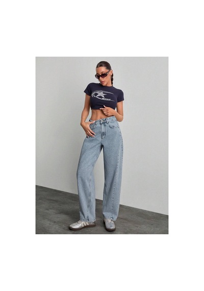 Kene Jeans Buz Kar Ön Detaylı Yan Parçalı Baggy Jeans Kot/denim Pantolon Buz Kar