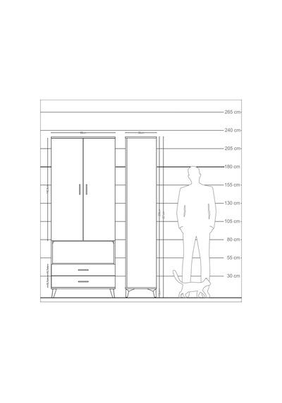 Arges Dolap 4 Raflı 2 Çekmeceli 2 Kapaklı 88x30x221 Çam-çam Atlas Çam