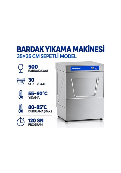 Öztiryakiler Oby 35m Bardak Yıkama Makinesi 35x35 Cm Sepetli