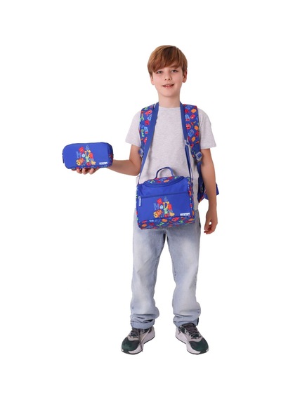 Kaukko Kids Monster Mavi Renk Erkek Çocuk Üçlü İlkokul Okul Çantası Seti/takımı - Setkk-l5404a