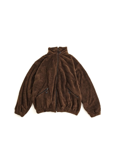 No Plan Erkek Oversize Fermuarlı Pelüş Sweat Ceket-kahve Rengi Kahverengi