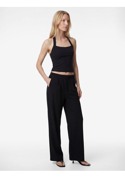 Koton Regular Fit Viskon Karışımlı Beli Bağcıklı Pileli Pantolon Siyah 6sak30027ek Siyah