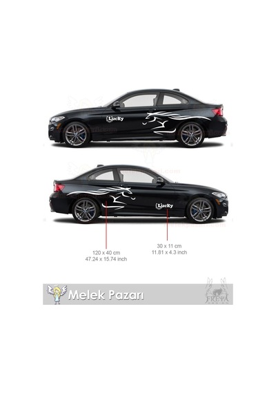 Yarış Atı Araba Çamurluk Sticker. At Nalı Lucky Oto Çıkartma