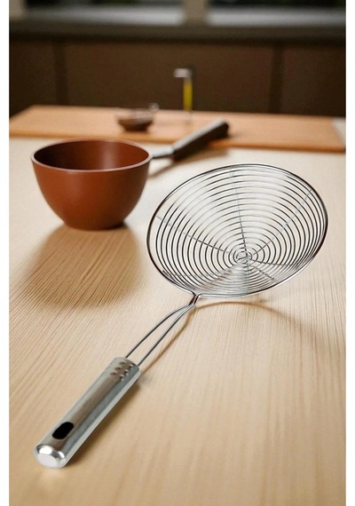 18 Cm Metal Saplı Kevgir Ve 35 Cm Komple Metal Çırpıcı 2 Adet Set Metal Diğer
