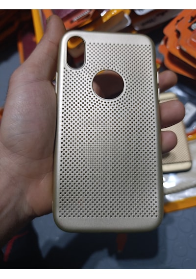 Apple iPhone X / Xs Uyumlu Silikon Kılıf Delikli Gold 2 Adet Gold