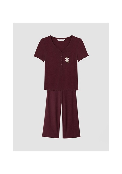 Lcw Young Mürdüm V Yaka Nakışlı Kadın Pijama Takım