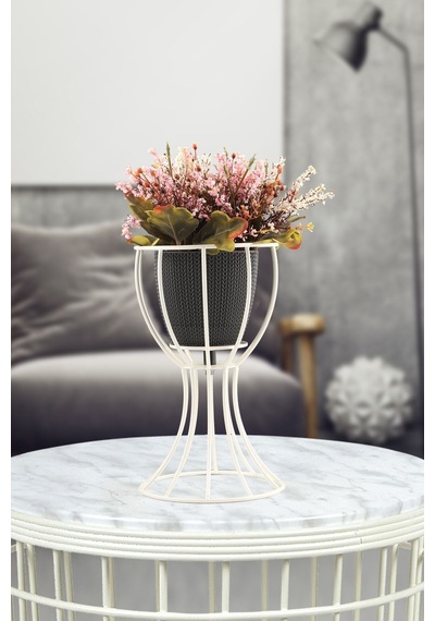 Anafor Saksılık Beyaz 25 Cm Siyah Saksı