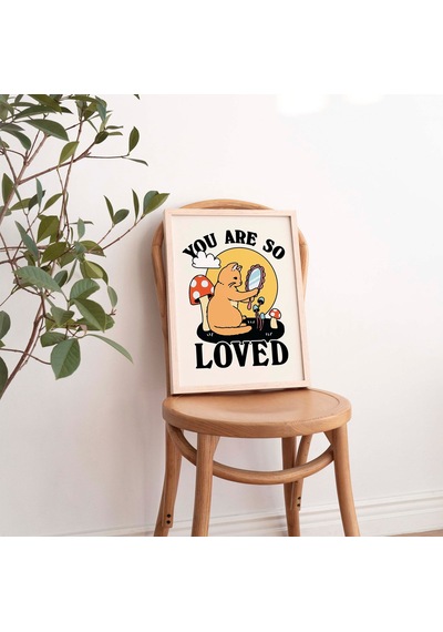 Öz Sevgi Onaylama Duvar Baskısı, Pozitiflik Tezahürü Sözü, Vintage Kedi Posteri