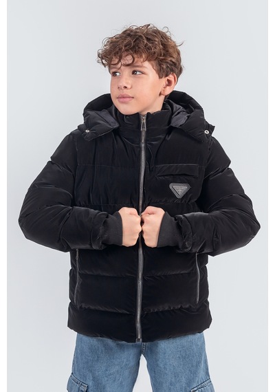 Pina Kids Nova Kumaş Kapüşonlu Erkek Çocuk Kışlık Mont Km2509 Siyah