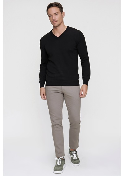 Morven Basic Dinamik Fit Rahat Kesim V Yaka Triko Kazak Koyu Bordo