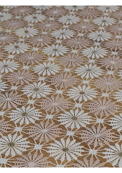 İthal Pvc Muşamba - Desenli Silinebilir Masa Örtüsü 11lace015 Bej