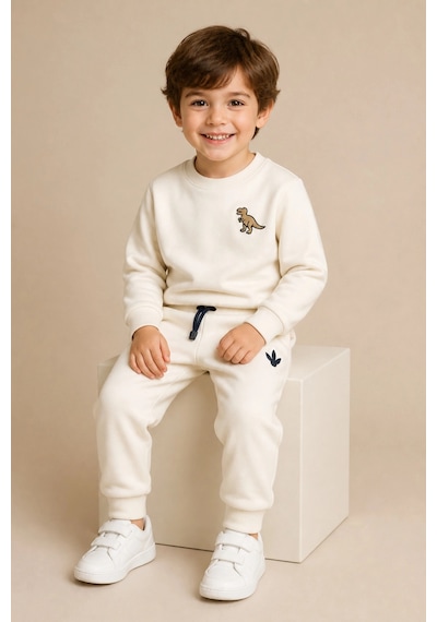 Rony Pony Kids Erkek Çocuk Krem Dinozor Nakışlı Pamuklu 2 İplik Sweatshirt Ve Lastik Paçalı Eşofman Takımı Rony Pony Kids Erkek Çocuk Krem Dinozor Nakışlı Pamuklu 2 İplik Sweatshirt Ve Lastik Paçalı Eşofman Takımı