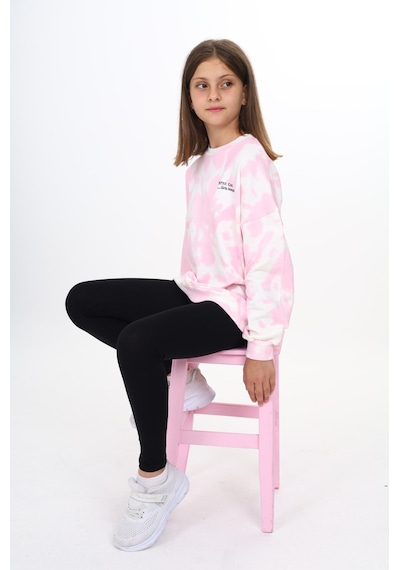 Toontoy Kids Toontoy Kız Çocuk Batik Desenli Baskılı Taytlı Takım Pembe