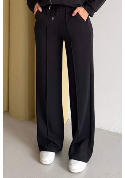Balenbi Kadın Oversize Fermuarlı Modal Spor Takım Wide Leg Bol Paça 1194 - Form Serisi Siyah Balenbi Kadın Oversize Fermuarlı Modal Spor Takım Wide Leg Bol Paça 1194 - Form Serisi Siyah