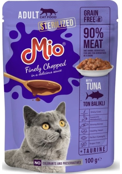 Mio Tuna Etli Kısırlaştırılmış Yetişkin Kedi Yaş Maması 100 G
