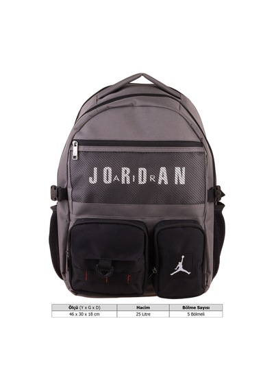 Jordan Air Beş Bölmeli Brooklyn Grey Gri Erkek Çocuk Günlük Ve Okul Sırt Çantası - Q3182