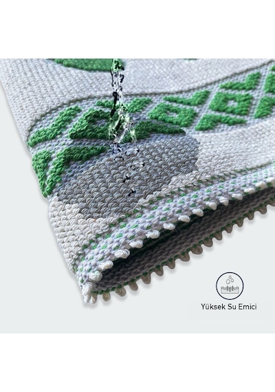 Soffy Krem & Yeşil 2 Adet 50x70 Cm Banyo Paspası %100 Doğal Pamuk Ayak Paspası Ayak Havlusu Krem - Yeşil