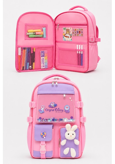 Quovo Kawaii Kore Tarzı Ergonomik Özel Tasarım Okul Çantası Kız Erkek İlkokul,ortaokul,lise Pembe
