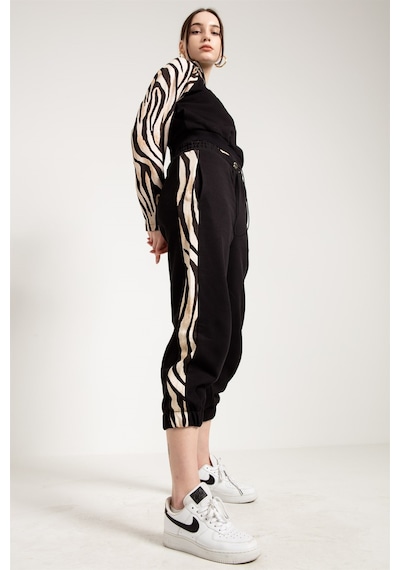 JAHR MARC Zebra Desenli Siyah Kadın Jogger - XXL Siyah