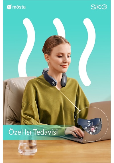 Skg G7 Pro Fold Tens-Ems Akıllı Boyun Masaj Aleti/Robotu, Mobil App Desteği, Özel Isı Terapisi Lacivert
