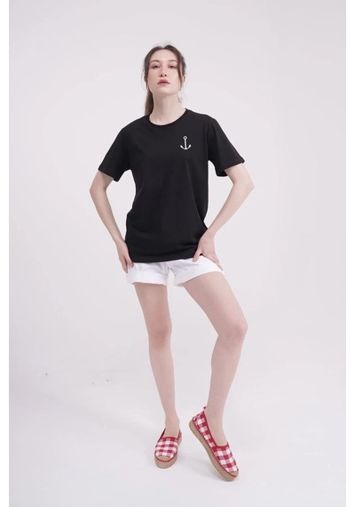 The Socks Company 23scts223u Çapa Nakışlı Bisiklet Yaka Siyah Tshirt 001