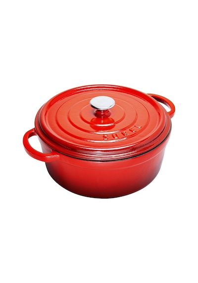 Sürel Aroma Kapak Degrade Kırmızı Yuvarlak Döküm Tencere 32 Cm