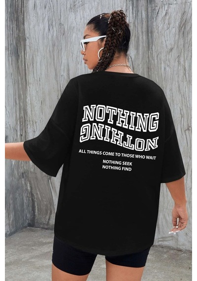 Unisex Nothing Tasarım Tshirt Siyah