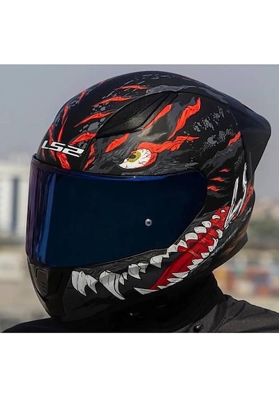 Ls2 Rapıd 2 Race Kaıju Fullface Motosiklet Kaskı Mavi Camlı Siyah