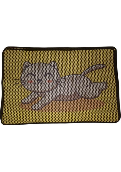 Nanbell Büyük Elekli Çift Katlı Kedi Kumu Paspası 75x59 Cm Desenli No:8
