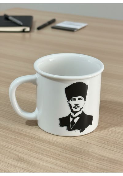 Porselen Kupa Atatürk Desenli 250 Cc Beyaz