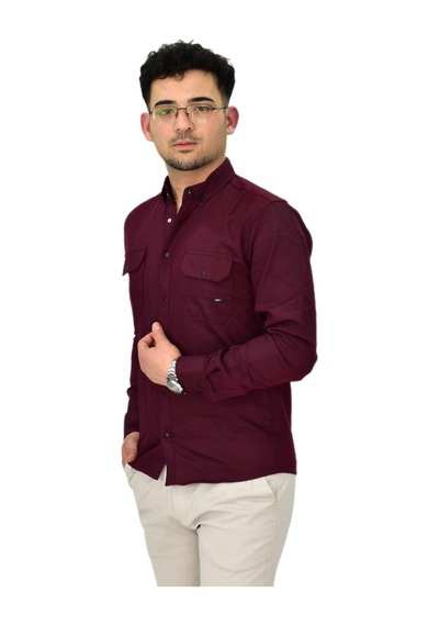 Erkek Spor Likralı Gömlek Bgl-st04343 Bordo