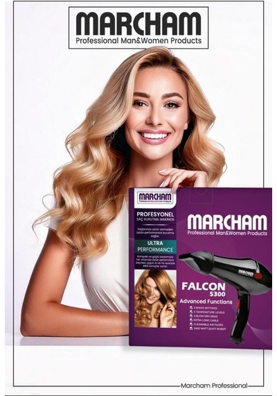 Marcham Profesyonel Fön Makinesi 2 Başlıklı 2400 Watt Siyah