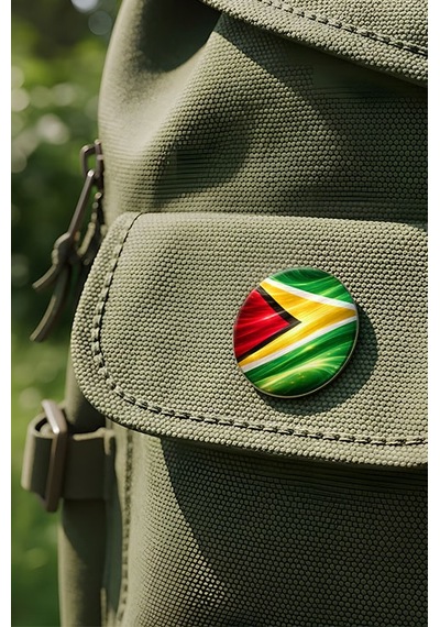 Guyana Guyana Abstract Ülke Bayraklı Buton Rozet - 44 MM 5 Adet Çok Renkli