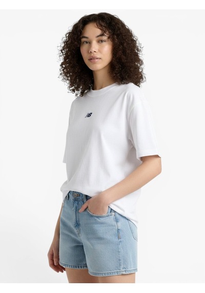 New Balance Nb Lıfestyle Men T-shırt Erkek Beyaz T-shirt - Mnt3618