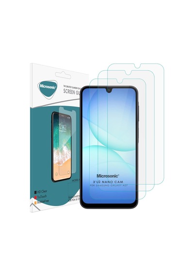 Microsonic Samsung Uyumlu Galaxy A07 Screen Protector Nano Glass Cam Ekran Koruyucu 3 Lü Paket