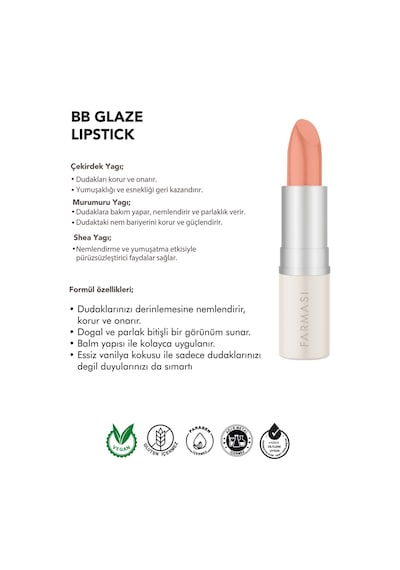 Farmasi BB Glaze Ruj 01 Neutral Nude