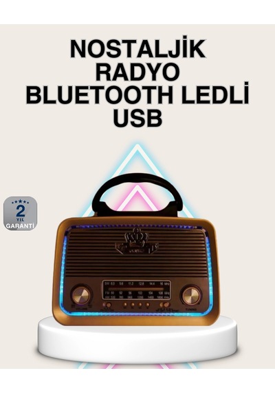 Ahşap Nostaljik Radyo Bluetooth Usb Sd Kart Destekli